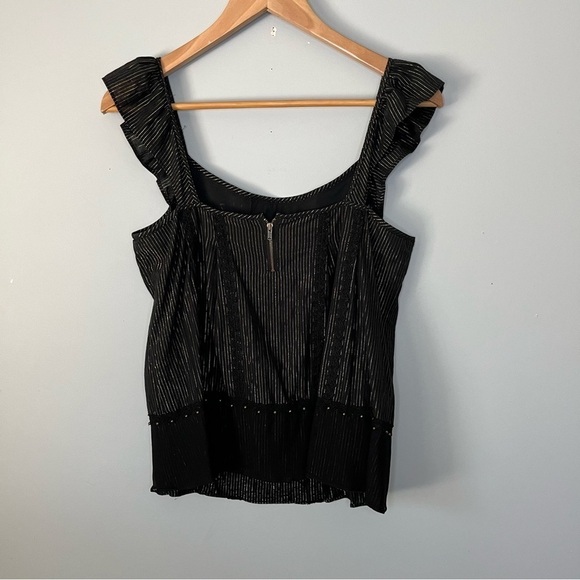 Nanette Lepore Vintage 2000s Isis Pinstripe Embroidered Chain Blouse Top Size 4 - Picture 9 of 16